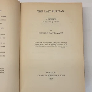 The Last Puritan by George Santayana First Edition 1936 Hardcover Book - Imagen 1 de 15