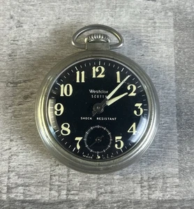Vintage Westclox Scotty Metal Pocket Watch Black Luminous Dial - USA No Chain - Picture 1 of 6