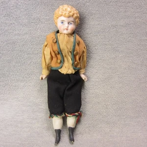 Antique German Bisque Boy Doll 186 Mold Blond Curls Cloth Body 8.5” Mignonette - Picture 1 of 12