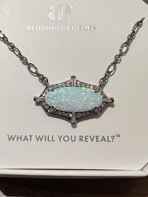 Ring Bomb Party Necklace October 2025 “Framed In Flame” NK69664 White Opal/ Hema - Image 1 of 4