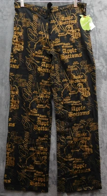 Pantalones Apple Bottoms para mujer pequeños negros dorados con estampado gráfico logotipo ropa de dormir de salón Foto 1 de 4