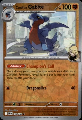 Cynthia's Gabite Reverse Holo Common SV10: Destined Rivals 103/182 NM - Image 1 of 2