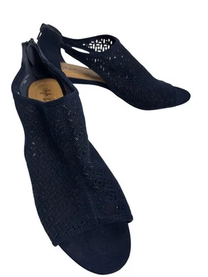 Style And Co. Mujer Azul Marino Peep Toe Tacones Corte Láser Cierre Cremallera Trasera Talla Foto 1 de 4