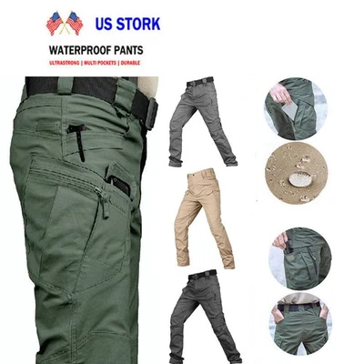 Pantalones de Carga Para Hombres Tácticos Impermeables Secado Rápido Trabajo Aire Libre Senderismo Combate Pantalones Foto 1 de 4
