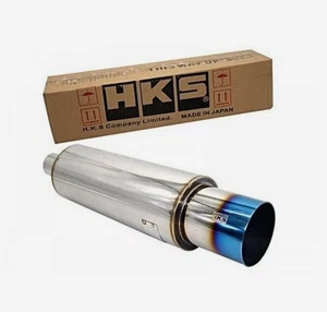 HKS Hi‑Power Titanium‑Face Blue Exhaust Muffler 2.0” Inlet / 3.5” Outlet - Picture 1 of 7