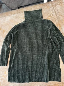 Denim & Co. Green Turtleneck Tunic Medium Long Sleeve Side Slit 100% Acrylic - Picture 1 of 7