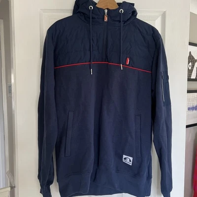 Ellesse X Eighties Casuals 1/4 Zip Padded Hooded Sweatshirt Navy Blue BNWT XL - Image 1 of 4