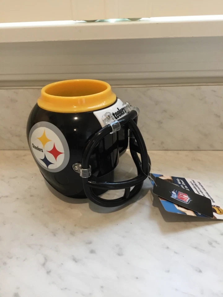 4 Pittsburgh Steelers NFL FanMug Bottle Cooler Mug Desk Caddy Football Helmets