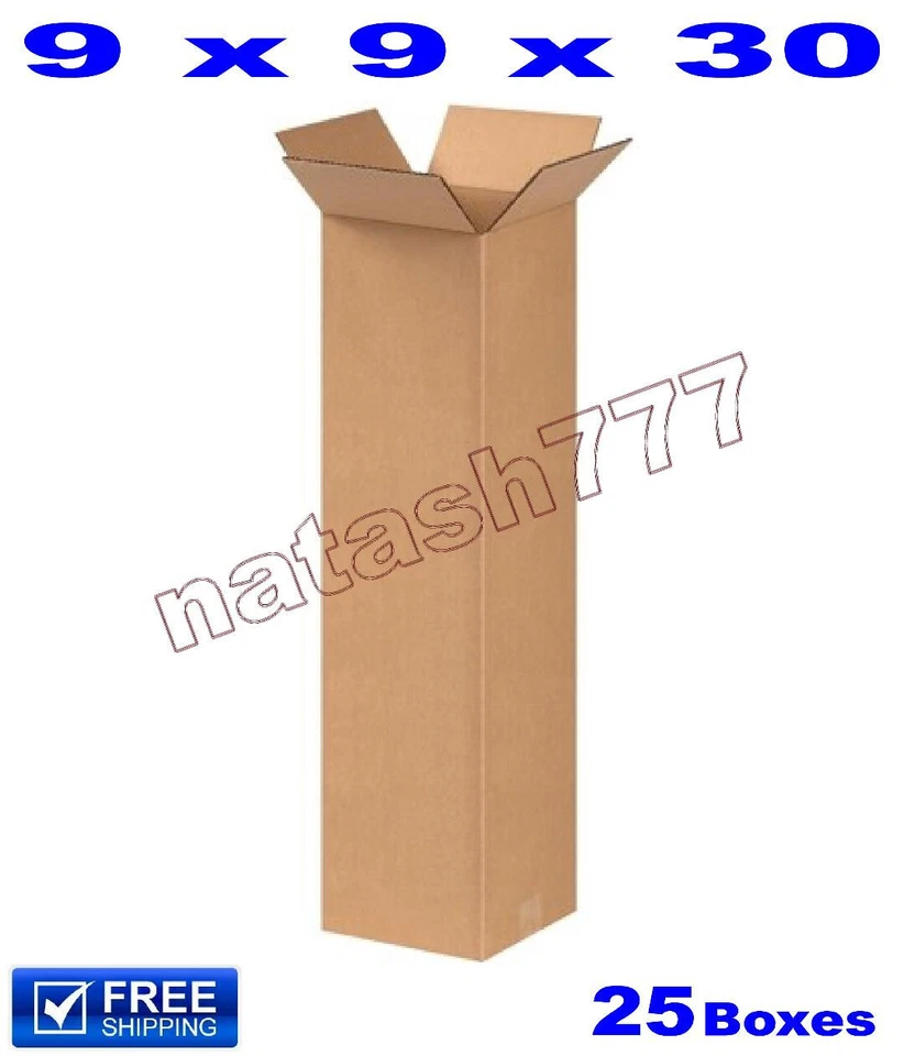 25 - 9x9x30 Cardboard Boxes 32-ECT Mailing Packing Shipping Corrugated Carton - Image 1 of 1