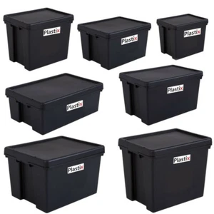 STRONG BAM HEAVY DUTY PLASTIC STORAGE BOX BOXES WITH LIDS RECYCLED UPCYCLED - Picture 1 of 9