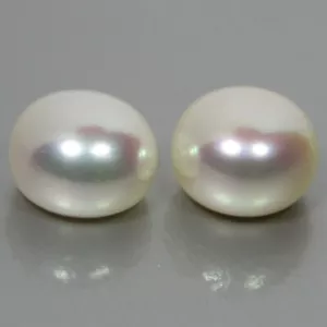 10.92Ct Genuine Natural Roundish Fresh Water White Pearl Loose Gemstone Pair VDO - Picture 1 of 6