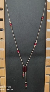 925 Sterling Silver Balls Natural Rhodolite Garnet Gemstone Chain Necklace Gift - Picture 1 of 1