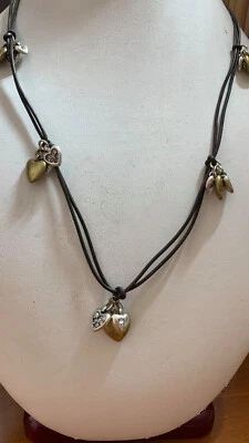 Fossil сердце подвеска черная ткань ошейник ожерелье 18» новый без ЯРЛЫКОВ $75 #305 - Изображение 1 из 4