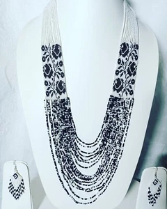 Nuevo Collar Pendientes Multi Hilo Cuentas Estilo Boho Americano Cuentas Hechos a Mano Semilla - Imagen 1 de 2