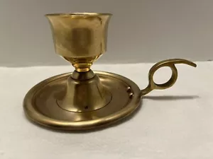 Vintage Gatco Brass Chamber Stick Candle Holder Finger Loop Handle Drip Tray - Picture 1 of 19