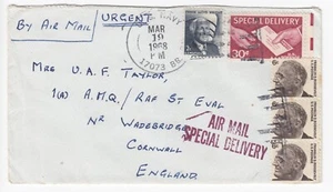 1968 US Navy Cover posta aerea CONSEGNA SPECIALE RAF St Eval Wadebridge Cornovaglia - Foto 1 di 3