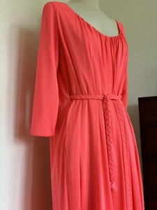Vintage 1960s Lucie Ann Bright Orange Double Nylon Tricot Lounge Dress - Picture 1 of 5