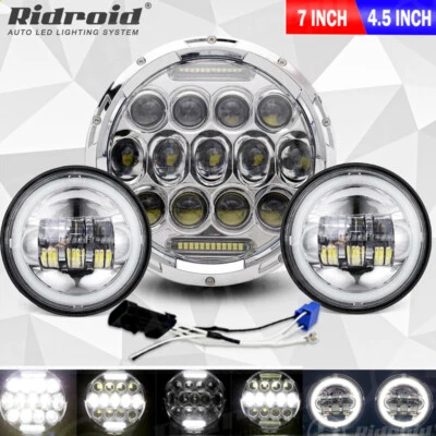 Faro LED de 7 pulgadas + luces de paso de 4,5" para Harley Davidson Touring Road King Foto 1 de 4