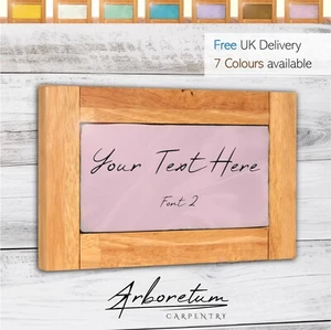 Personalisiertes Schild / Plakette mit individueller Gravur - bedruckter Text Holz Hartholz rosa - Bild 1 von 12