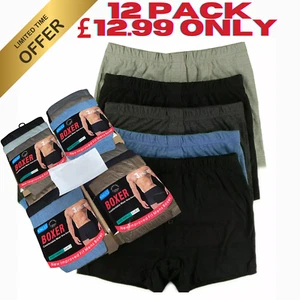 Pack of 12 & 24 Men's Classic Jersey Boxer Shorts Comfort Fit Underwear Pants - Picture 1 of 2
