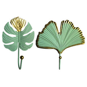 Rustic Palm Leaf Key Hangers - Set of 2 Metal Wall Hooks