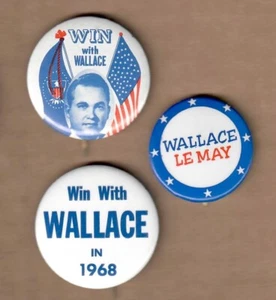 Group of 3 Diff George Wallace 1968 Presidential Campaign Buttons 2.25" cellos - Foto 1 di 1