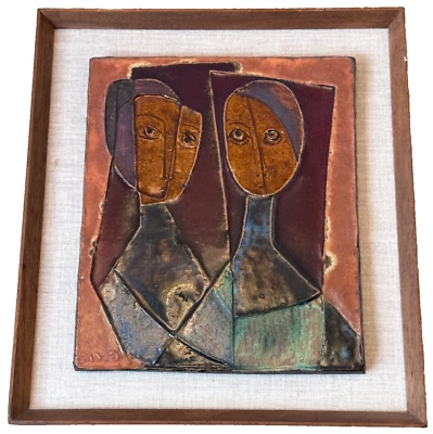 Ruth Faktor Estudio Arte Cerámica Gres Pared Relieve Placa Azulejo Israel De Colección Mcm Foto 1 de 4