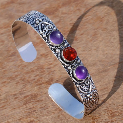 VALENTINO Bracciale in argento sterling 925 con pietra preziosa taglio granato rosso ametista e bracciale da bambina