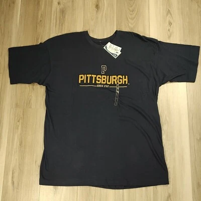 Camiseta Pittsburgh Para Hombre XL Azul Marino y Dorado Piratas Steelers Logo Bordado Nueva Foto 1 de 4