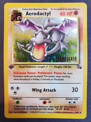 Excellent Condition 1st Edition Prerelease Aerodactyl Holo 1/62 Pokemon Card - Image 1 of 3