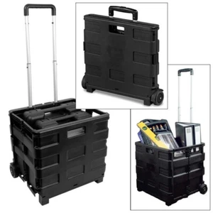 LARGE FOLDING SHOPPING TROLLEY CART FOLDABLE ROLLING STORAGE BOX CAR BOOT 35KG - Picture 1 of 16