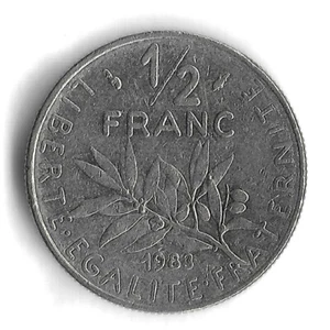 1983 France 1/2 Franc World Coin - KM# 931.1 - Picture 1 of 2