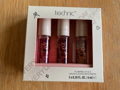 Brand New & Boxed TECHNIC Christmas Plumping Lip Oil TRIO Gift SET VEGAN - Image 1 of 4