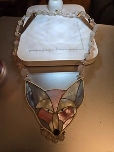 Collar de Colección Lee Sands Abulón Incrustación Zorro Colgante Cuarzo y Cuentas Tono Dorado LEER - Imagen 1 de 12