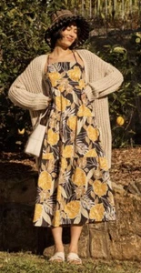 HANSEN & GRETEL tropical palm print tiered maxi sun dress sz 12 (?) | ex cond - Picture 1 of 11