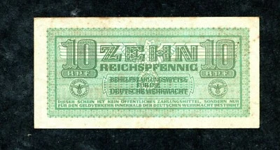 Currency Germany 1942 WW2 Wehrmacht 3rd Reich War Era 10 RM Note Uncirculated - Image 1 of 2