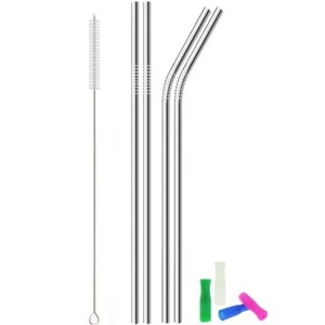 Metal Stainless Steel Straws, 4pcs 12" Ultra Long Reusable Metal Drinking Str... - Picture 1 of 6
