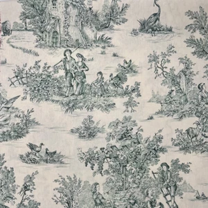 Textiles français Toile de Jouy Fabric (La Grande Vie Rustique) Green - Picture 1 of 2