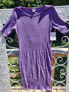 Lularoe Julia Med Rib Purple Short Sleeve Midi Pencil Fitted Casual Shirt Dress - Picture 1 of 3