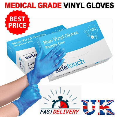 Disposable Vinyl Gloves Powder & Latex Free Work Strong Tattoo Food Box 100 - Image 1 of 3