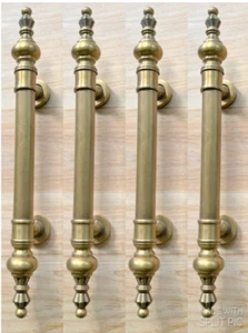 4 large 50cm DOOR handle pull solid SPUN aged brass old style hollow 18 " long - Picture 1 of 17