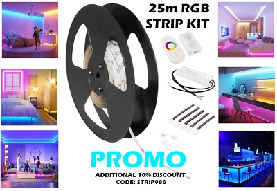25M LED STRIP LIGHT KIT CEILING PLUG PLAY FLEXIBLE TAPE HALO 24V SELF ADHESIVE - Image 1 of 4