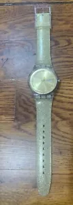 Swatch Watch Gold Glitzer Silikon Band 41mm - Bild 1 von 4