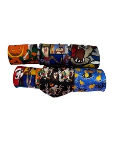 Vintage Cartoon Necktie Lot 6 Looney Tunes BUGS BUNNY TAZ MICKEY DAFFY-Halloween - Picture 1 of 15