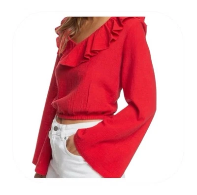 Roxy XS Red Ruffle Paradise Is You Top  Foto 1 de 4