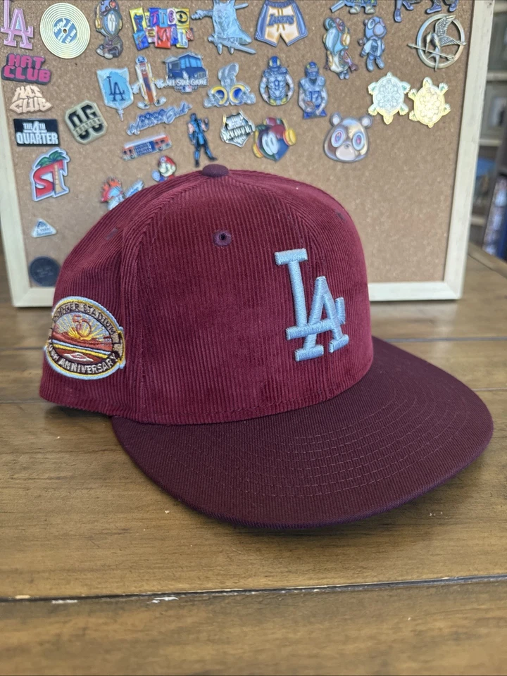 New Era Los Angeles Dodgers Cord Dream 59FIFTY Fitted Hat 50th Year Patch 7 1/8 - Image 1 of 3
