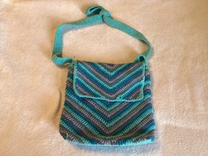 Candies Crochet Shoulder Bag Crossbody Blue Mix Boho Hippie Beach New - Picture 1 of 6