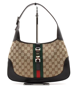GUCCI [Rango A] Jackie GG Línea Jerez Bolso de Hombro Cartera Cuero Marrón Auténtico - Imagen 1 de 17
