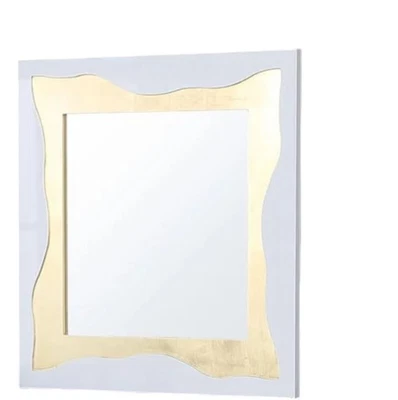 Brand New Modern Eterna Vanity Wall Mirror Gold Accents Sleek Luxury Decor White - Image 1 of 2