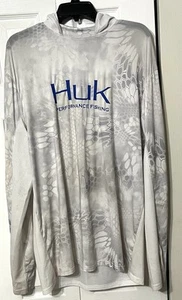 Huk Performance Fishing Hoodie Shirt Men's Large Long Sleeve Camo Pullover - Picture 1 of 13